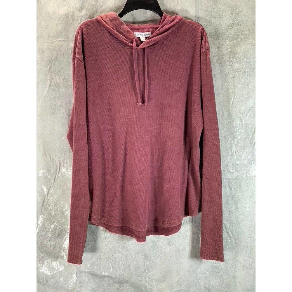 And Now This Men's Burgundy Regular-Fit Waffle Knit Pullover Hoodie SZ 2XL